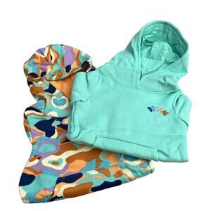 Lot of 2 Spotted Zebra Girls FleecePulloverHooded Sweatshirt 2-pack Camo/Aqua 2T